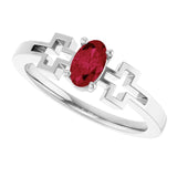 Oval Lab-Grown Ruby Youth Ring in Platinum