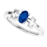 Oval Lab-Grown Blue Sapphire Youth Ring in Platinum