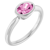 Lab-Grown Pink Sapphire White Gold Solitaire Ring in | oval