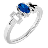 Oval Lab-Grown Blue Sapphire Youth Ring in Platinum