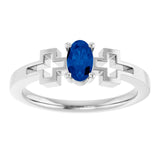 Oval Lab-Grown Blue Sapphire Youth Ring in Platinum