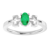 Oval Lab-Grown Emerald Youth Ring in Platinum