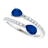 Pear Lab-Grown Blue Sapphire & Diamond Ring in Gold and Platinum
