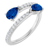 Pear Lab-Grown Blue Sapphire & Diamond Ring in Gold and Platinum