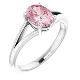 Natural Pink Mandganite White Gold Solitaire Ring in | oval