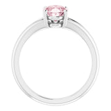 Natural Pink Mandganite White Gold Solitaire Ring in | oval