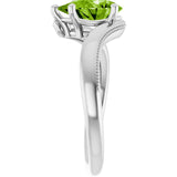 Pear Peridot Solitaire Ring in Gold and Platinum