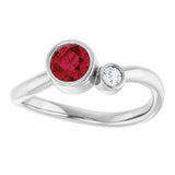 Round Ruby Two Stone Ring in Platinum