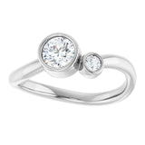 Round White Sapphire & Diamond Two Stone Ring in White Gold