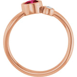 Round Lab-Grown Ruby & Diamond Two Stone Ring in Rose Gold