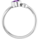 Round Amethyst Two Stone Ring with Diamond Accents in White Gold
