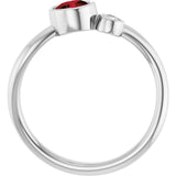 Round Mozambique Garnet Two Stone Ring in Platinum