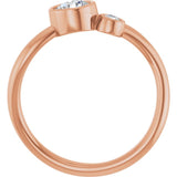 Round White Sapphire & Diamond Two Stone Ring in Rose Gold