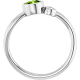 Round Peridot Two Stone Ring in Platinum