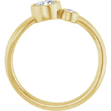 Round White Sapphire & Diamond Two Stone Ring in Yellow Gold