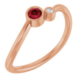 Round Ruby Two Stone Ring with Diamond Accents in Rose Gold