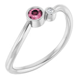 Round Pink Tourmaline Two Stone Ring with Diamond Accents in Platinum