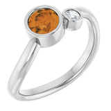 Round Citrine Two Stone Ring in Platinum
