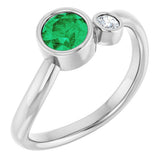 Round Lab-Grown Emerald & Diamond Two Stone Ring in Platinum