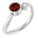 Round Mozambique Garnet Two Stone Ring in Platinum