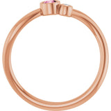 Round Pink Tourmaline & Diamond Two Stone Ring in Rose Gold