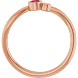 Round Ruby Two Stone Ring with Diamond Accents in Rose Gold