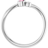 Round Pink Tourmaline Two Stone Ring with Diamond Accents in Platinum