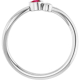 Round Ruby Two Stone Ring with Diamond Accents in Platinum