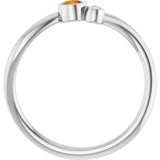 Round Citrine Two Stone Ring with Diamond Accents in White Gold