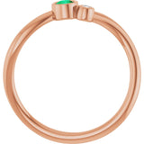 Round Emerald Two Stone Ring with Diamond Accents in Rose Gold