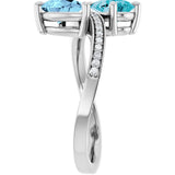Pear Multi-Gemstone & Diamond Two Stone Ring in Gold and Platinum