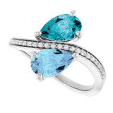 Pear Multi-Gemstone & Diamond Two Stone Ring in Gold and Platinum