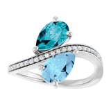 Pear Multi-Gemstone & Diamond Two Stone Ring in Gold and Platinum