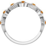 Round Citrine Stackable Ring in Platinum