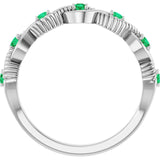 Round Lab-Grown Emerald Stackable Ring in White Gold