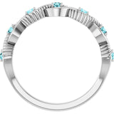 Round Blue Zircon Stackable Ring in Platinum