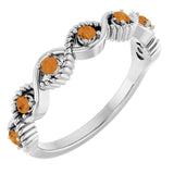 Round Citrine Stackable Ring in Platinum