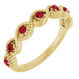 Round Lab-Grown Ruby Stackable Ring in Yellow Gold