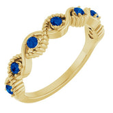 Round Lab-Grown Blue Sapphire Stackable Ring in Yellow Gold