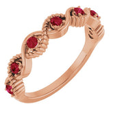 Round Lab-Grown Ruby Stackable Ring in Rose Gold