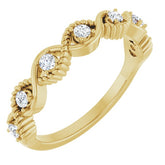 Round White Sapphire Stackable Ring in Yellow Gold