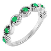 Round Lab-Grown Emerald Stackable Ring in Platinum