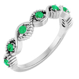 Round Lab-Grown Emerald Stackable Ring in Platinum