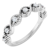 Round White Sapphire Stackable Ring in White Gold