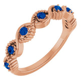 Round Lab-Grown Blue Sapphire Stackable Ring in Rose Gold