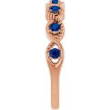 Round Lab-Grown Blue Sapphire Stackable Ring in Rose Gold