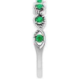 Round Lab-Grown Emerald Stackable Ring in White Gold