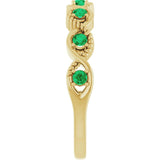 Round Lab-Grown Emerald Stackable Ring in Yellow Gold