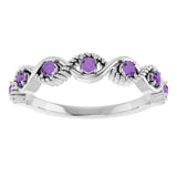Round Amethyst Stackable Ring in Platinum