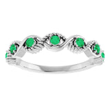 Round Lab-Grown Emerald Stackable Ring in White Gold